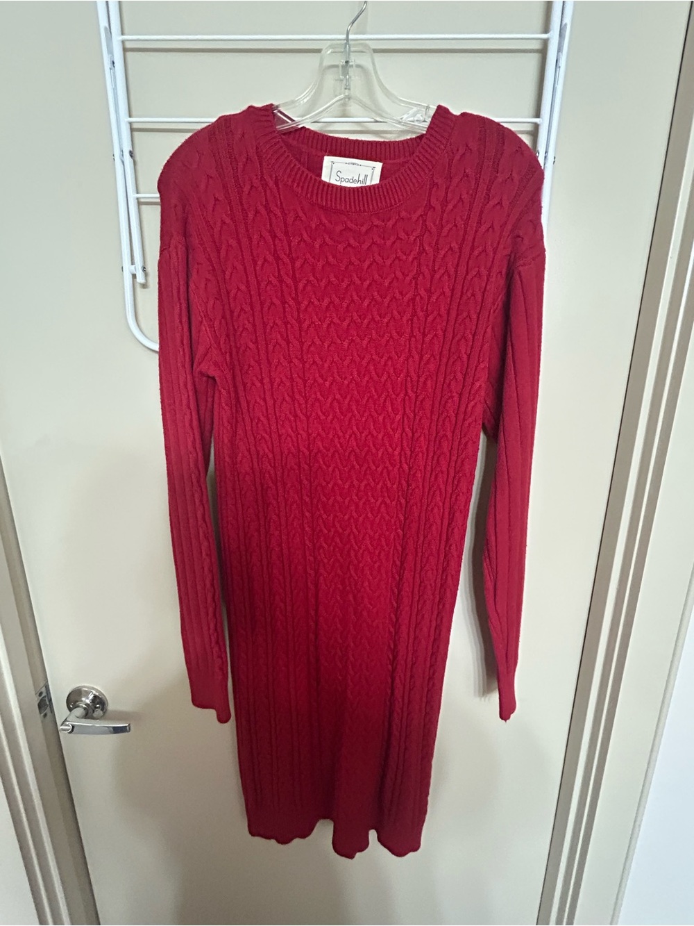 Red Cable-Knit Sweater Dress